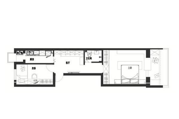 成都装饰公司：长条形小户型装修设计方案分享2