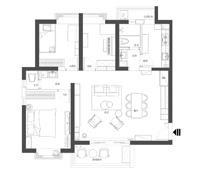 非梵家家居|装修案例欣赏：120㎡日式三室装修实景图-平面设计图