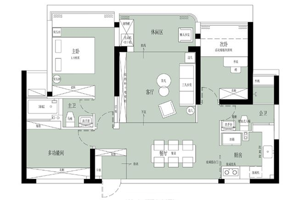 下沉式客厅设计怎么样？看看这个糖果色的家便知道！平面布局图